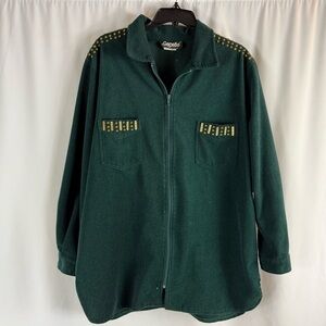 Vintage Gepetto Chic Green Zip-Up Jacket with Gold Accents Retro 90’s Size: L